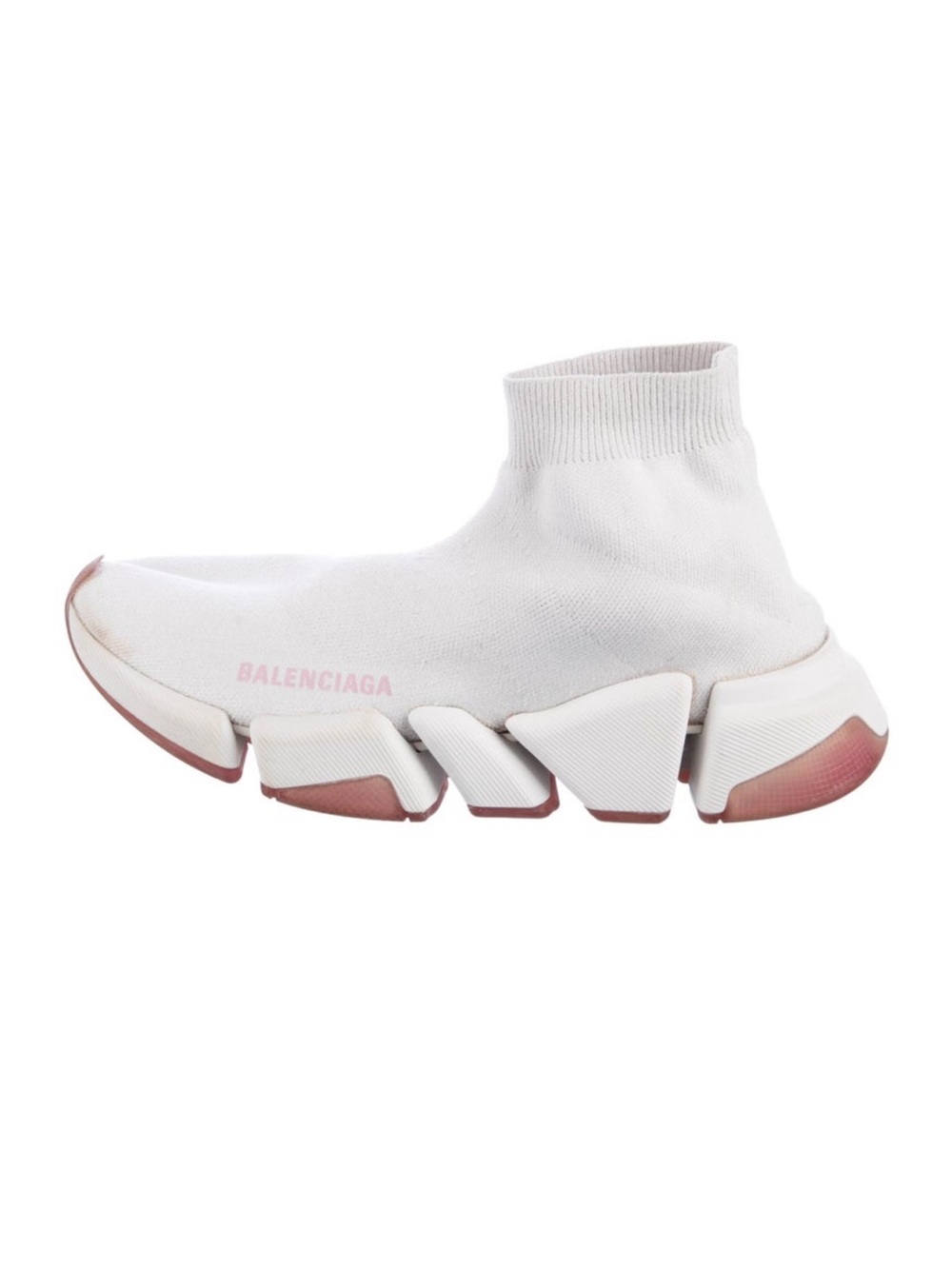 Balenciaga White Sock Sneaker with Pink Accents - Picture 5 of 5